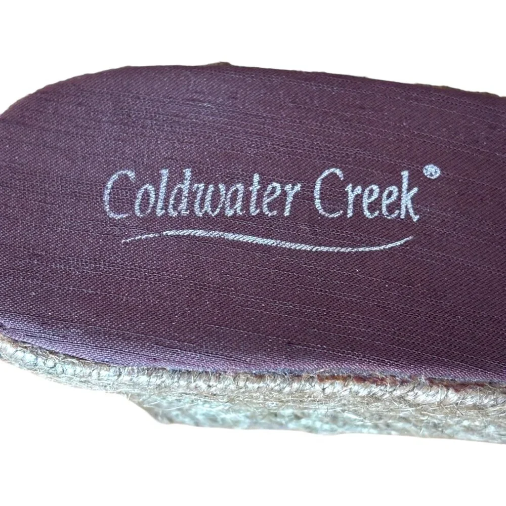 Coldwater‎ Creek brown beaded espadrille wedge mule clogs sz 9